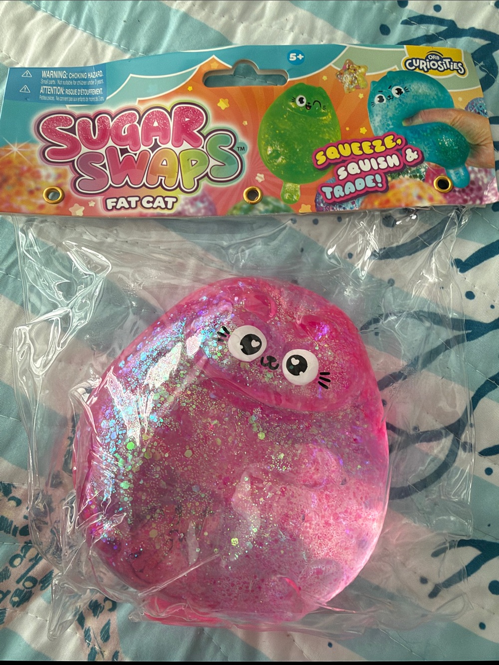 Fat Cat Squeeze Toy - Pink Glitter